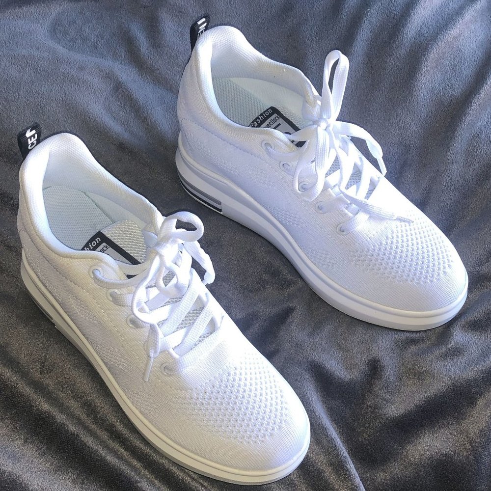 Sporty Wedge Heel White Sneaker